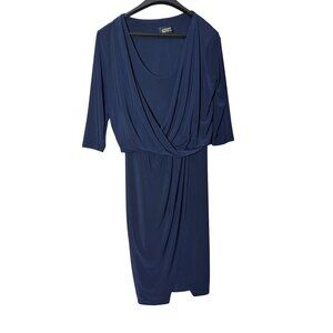 Adrianna Papell Navy Blue Dress Size 4 With 3/4 Sleeves